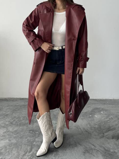 MASSİMO Deri Kaban 5253 - Bordo - 4