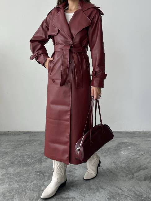 MASSİMO Deri Kaban 5253 - Bordo - 6