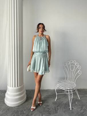 MAYA Mini Elbise 3066 - Yeşil - MAXMOOR