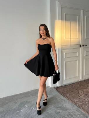 MERSA Mini Elbise 1196 - Siyah - MAXMOOR