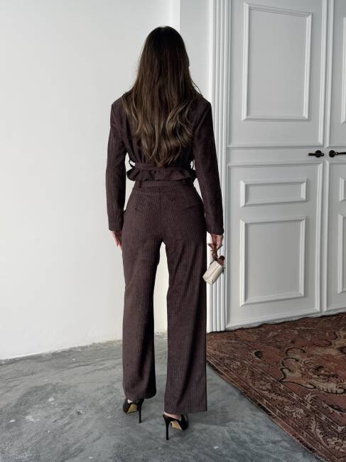 MİLA Ceket Pantolon Takım 3084 - Kahverengi - 5