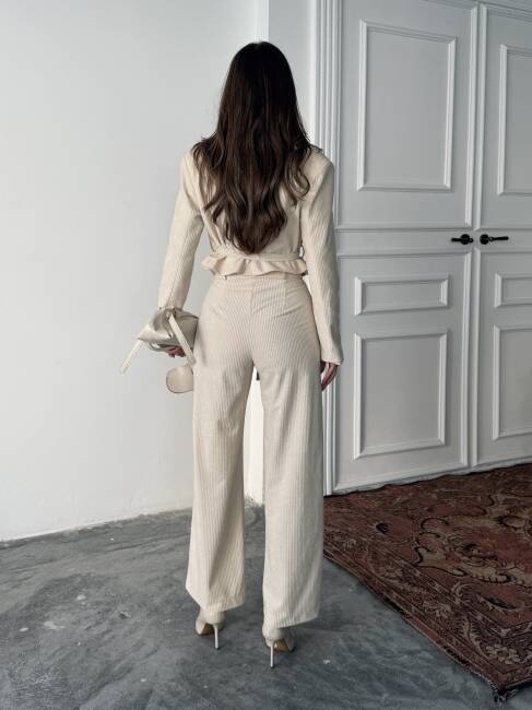 MİLA Ceket Pantolon Takım 3084 - Krem - 4