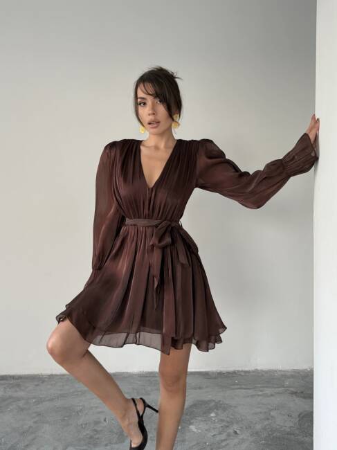 MİRELLE Mini Elbise 1298 - Acı kahve - 2