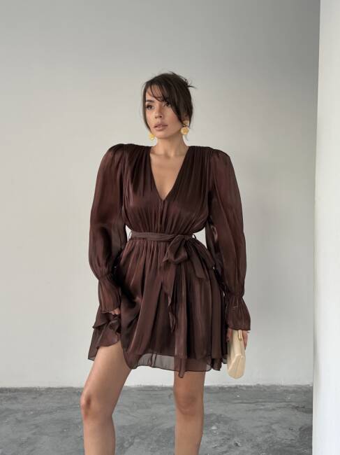 MİRELLE Mini Elbise 1298 - Acı kahve - 3