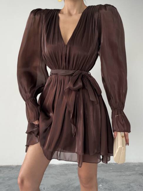 MİRELLE Mini Elbise 1298 - Acı kahve - 4