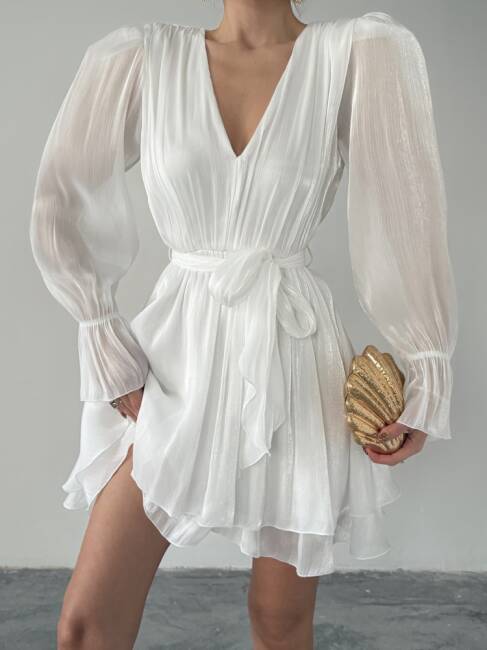 MİRELLE Mini Elbise 1298 - Beyaz - 3