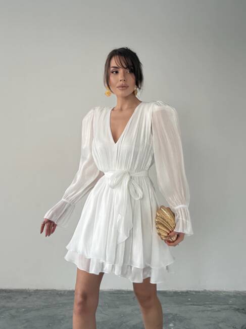 MİRELLE Mini Elbise 1298 - Beyaz - 4