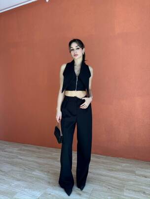 MONİL Yelek Pantolon Takım 2121 - Siyah - MAXMOOR