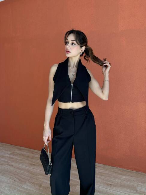 MONİL Yelek Pantolon Takım 2121 - Siyah - 2