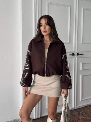 NASTUR Bomber Taşlı Ceket 5274 - Acı Kahve - MAXMOOR