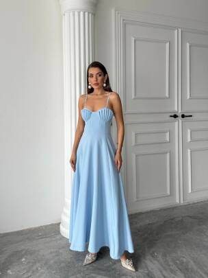 NATALYA MAXİ MAVİ ELBİSE - MAXMOOR