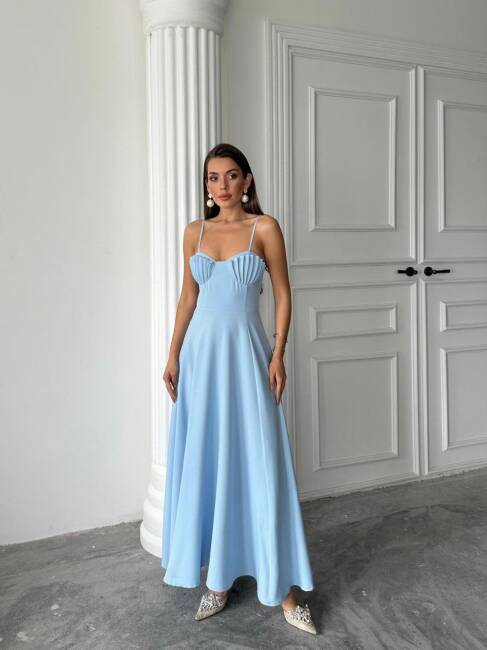 NATALYA MAXİ MAVİ ELBİSE - 1