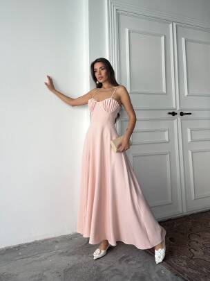 NATALYA MAXİ PEMBE ELBİSE - MAXMOOR