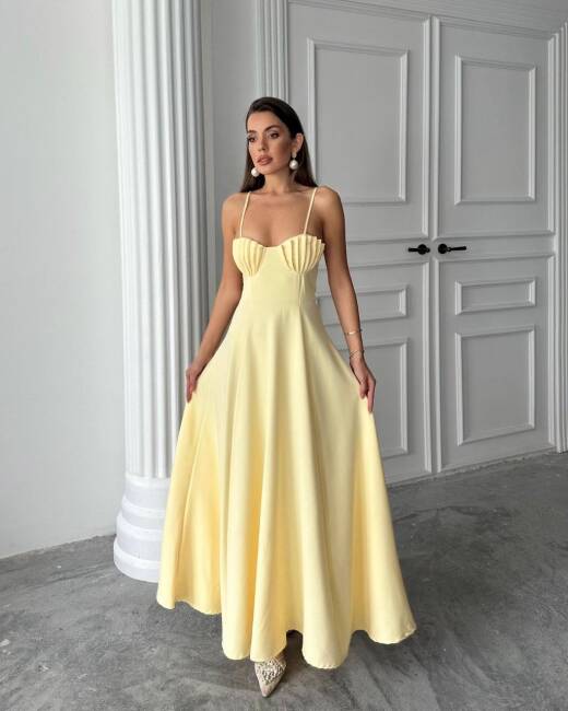 NATALYA MAXİ SARI ELBİSE - 3