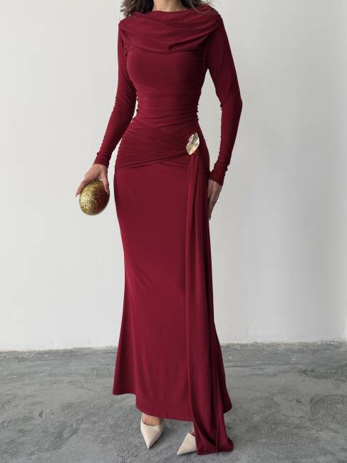 NOVA Maxi Elbise 3079 - Bordo - 6