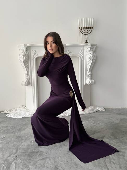 NOVA Maxi Elbise 3079 - Mor - 6