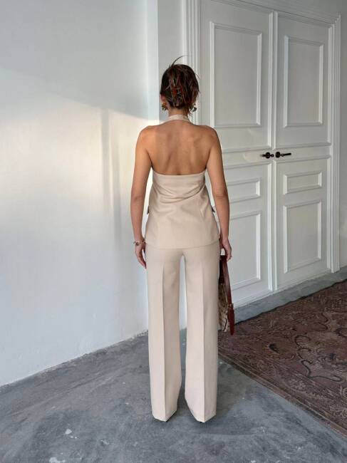 PABEL SIRT DEKOLTELİ ATLAS GOLD DÜĞMELİ KUMAŞ VİZON TAKIM - 3