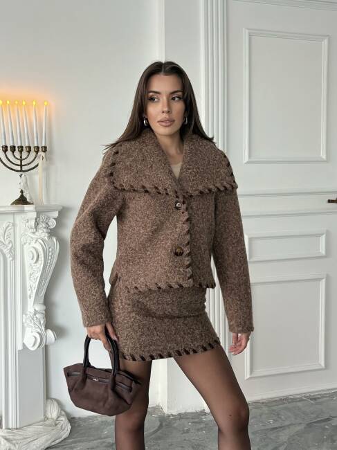 PETİ Ceket Etek Takım 2043 - Acı Kahve - 5