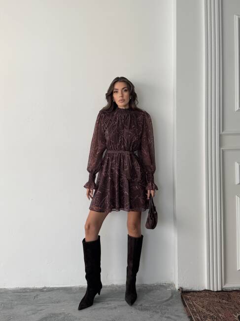 PİTA Şifon Elbise 1286 - Acı Kahve - 1