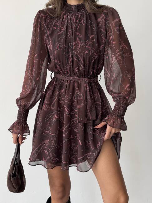 PİTA Şifon Elbise 1286 - Acı Kahve - 4