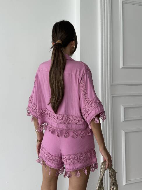 PRİMROSE Gömlek - Şort Takım 2224 - Pembe - 2