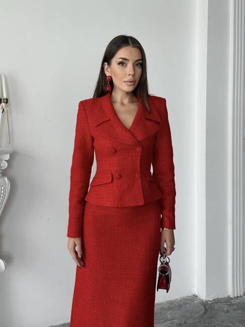 PRİMULA Ceket Etek Takım 2264 - Kırmızı - 3