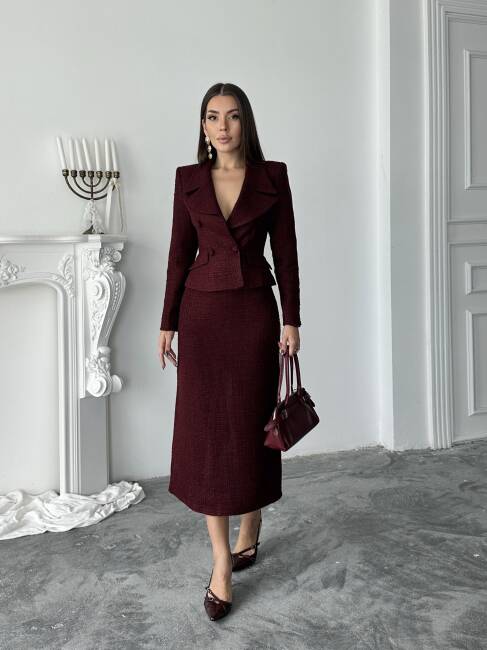 PRİMULA Ceket Etek Takım 2264 - Bordo - 1