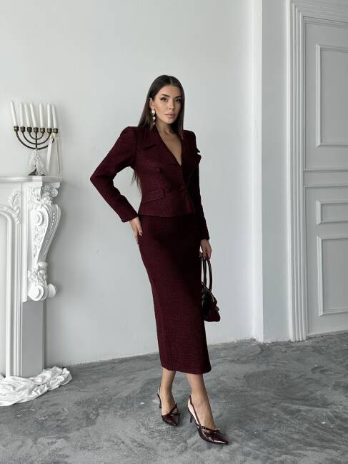 PRİMULA Ceket Etek Takım 2264 - Bordo - 2