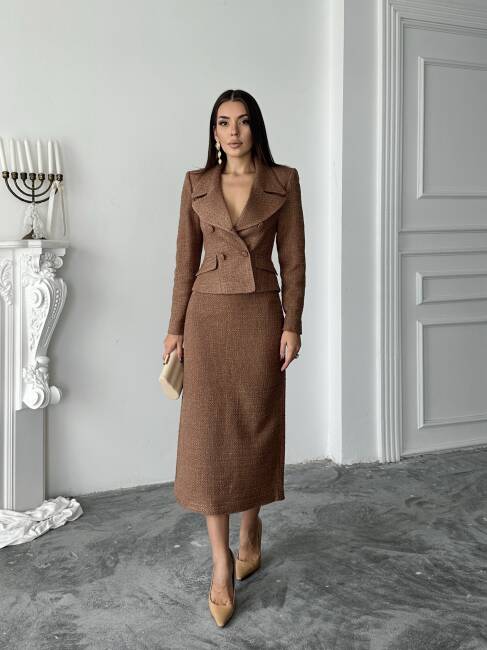 PRİMULA Ceket Etek Takım 2264 - Kahverengi - 1