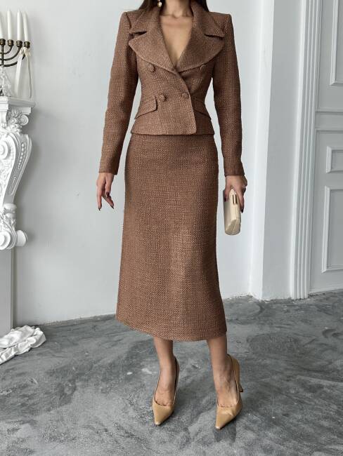 PRİMULA Ceket Etek Takım 2264 - Kahverengi - 6