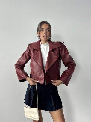 RENON Deri Ceket 5247 - Bordo - MAXMOOR