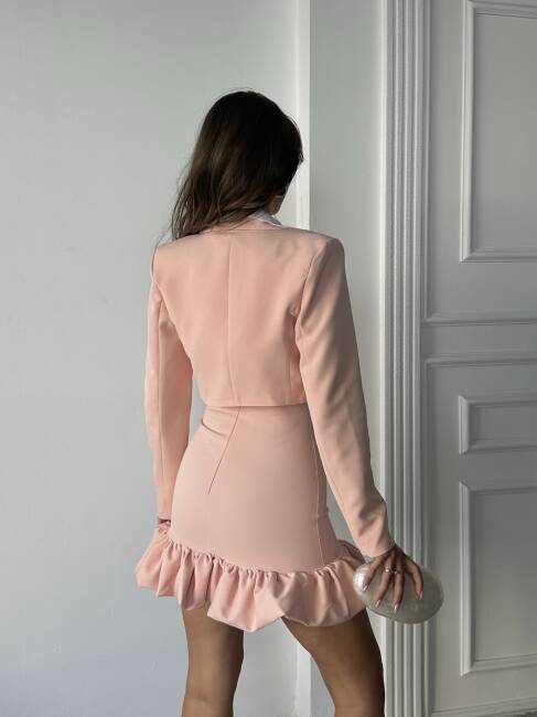 ROSASYA Elbise Ceket Takım 2165 - Pudra - 4