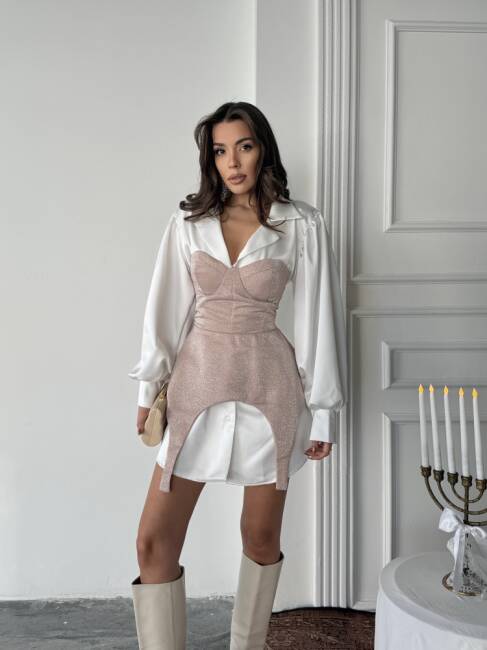 SİENNA Gömlek - Elbise Takım 2294 - Pembe - 4