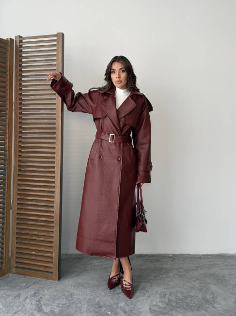 SUGARO Desenli Deri Kaban 5285 - Bordo - 1