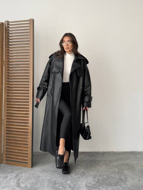 SUGARO Desenli Deri Kaban 5285 - Siyah - 3