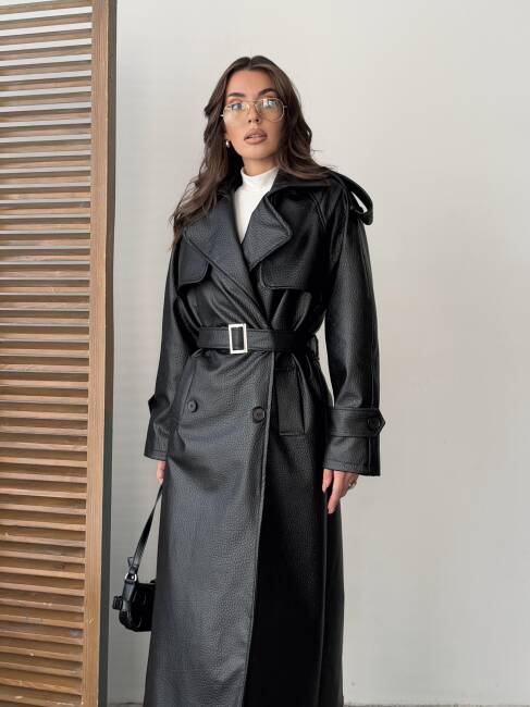 SUGARO Desenli Deri Kaban 5285 - Siyah - 6