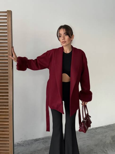 TARO Kol Detay Ceket 5284 - Bordo - 2