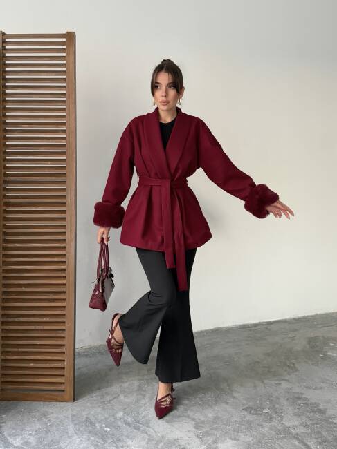 TARO Kol Detay Ceket 5284 - Bordo - 1
