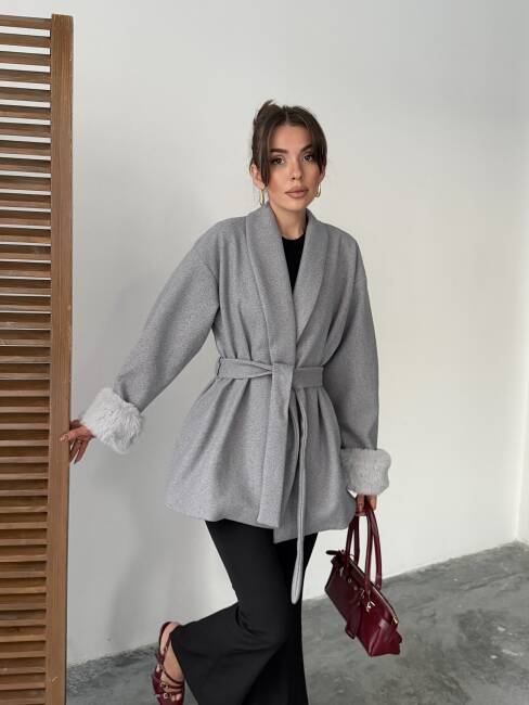 TARO Kol Detay Ceket 5284 - Gri - 2