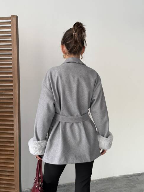 TARO Kol Detay Ceket 5284 - Gri - 3