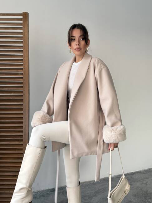 TARO Kol Detay Ceket 5284 - Krem - 2