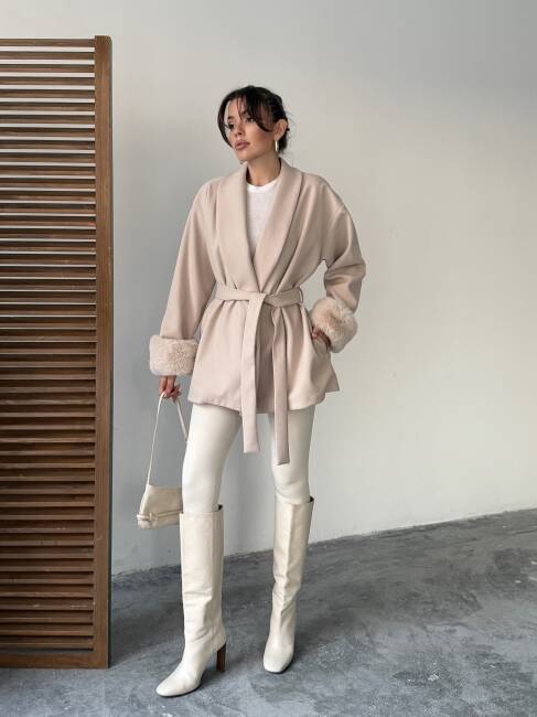 TARO Kol Detay Ceket 5284 - Krem - 3