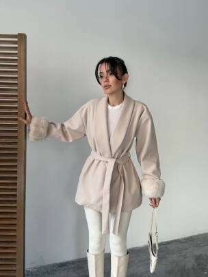 TARO Kol Detay Ceket 5284 - Krem - MAXMOOR