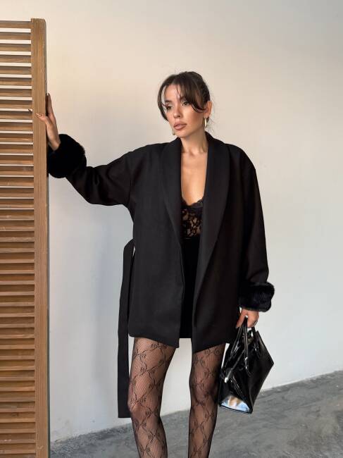 TARO Kol Detay Ceket 5284 - Siyah - 1