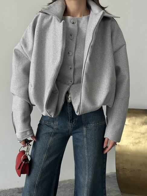 TENSİ Yelekli Kaban 2250 - Gri - 2