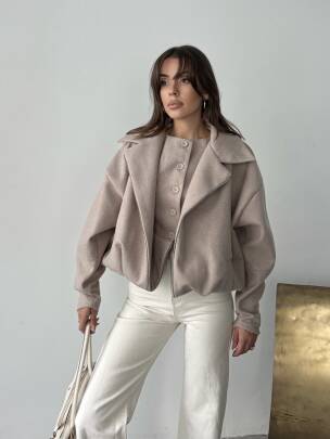 TENSİ Yelekli Kaban 2250 - Bej - MAXMOOR