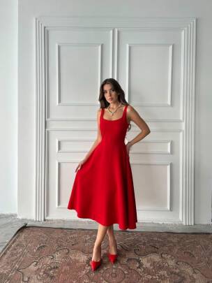 Viera Elbise Kırmızı - 256-S-1133 - MAXMOOR