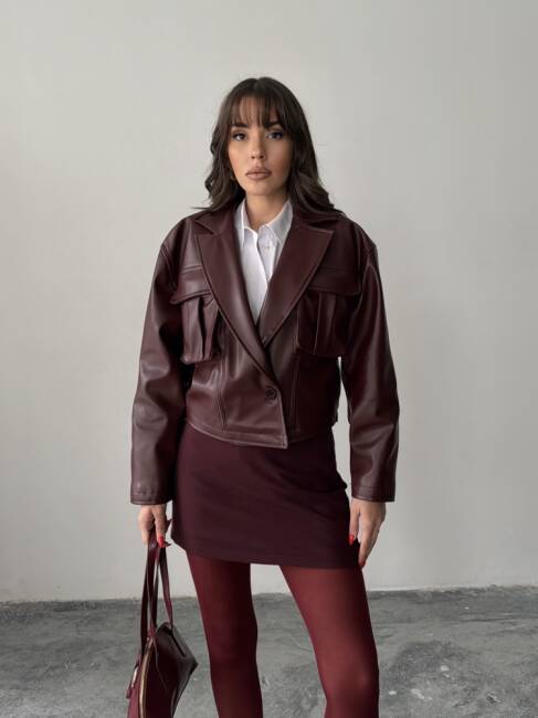 OWEN Deri Ceket 3093 - Bordo - 1