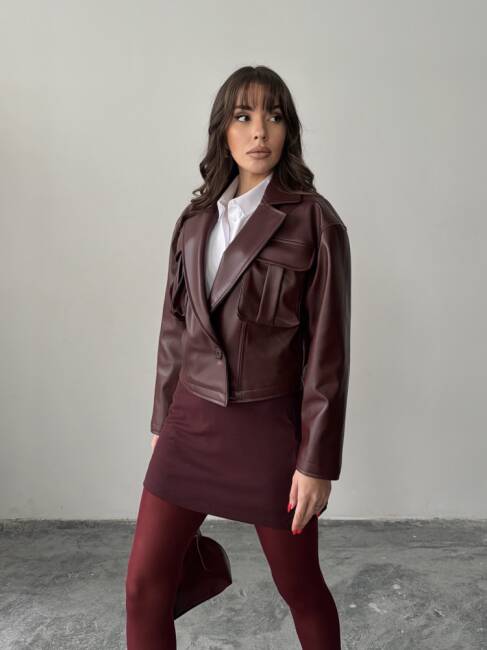 OWEN Deri Ceket 3093 - Bordo - 2