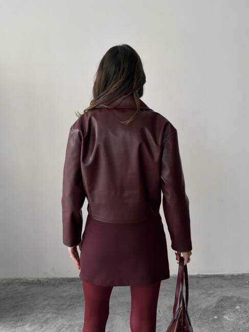 OWEN Deri Ceket 3093 - Bordo - 3
